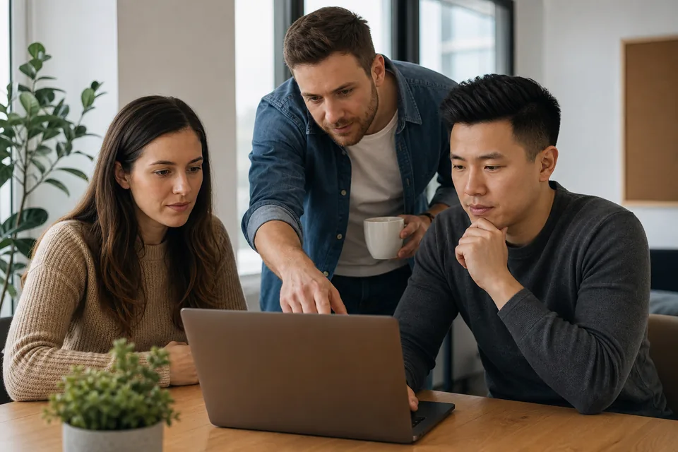 Support team reviewing website chat conversations in a shared inbox